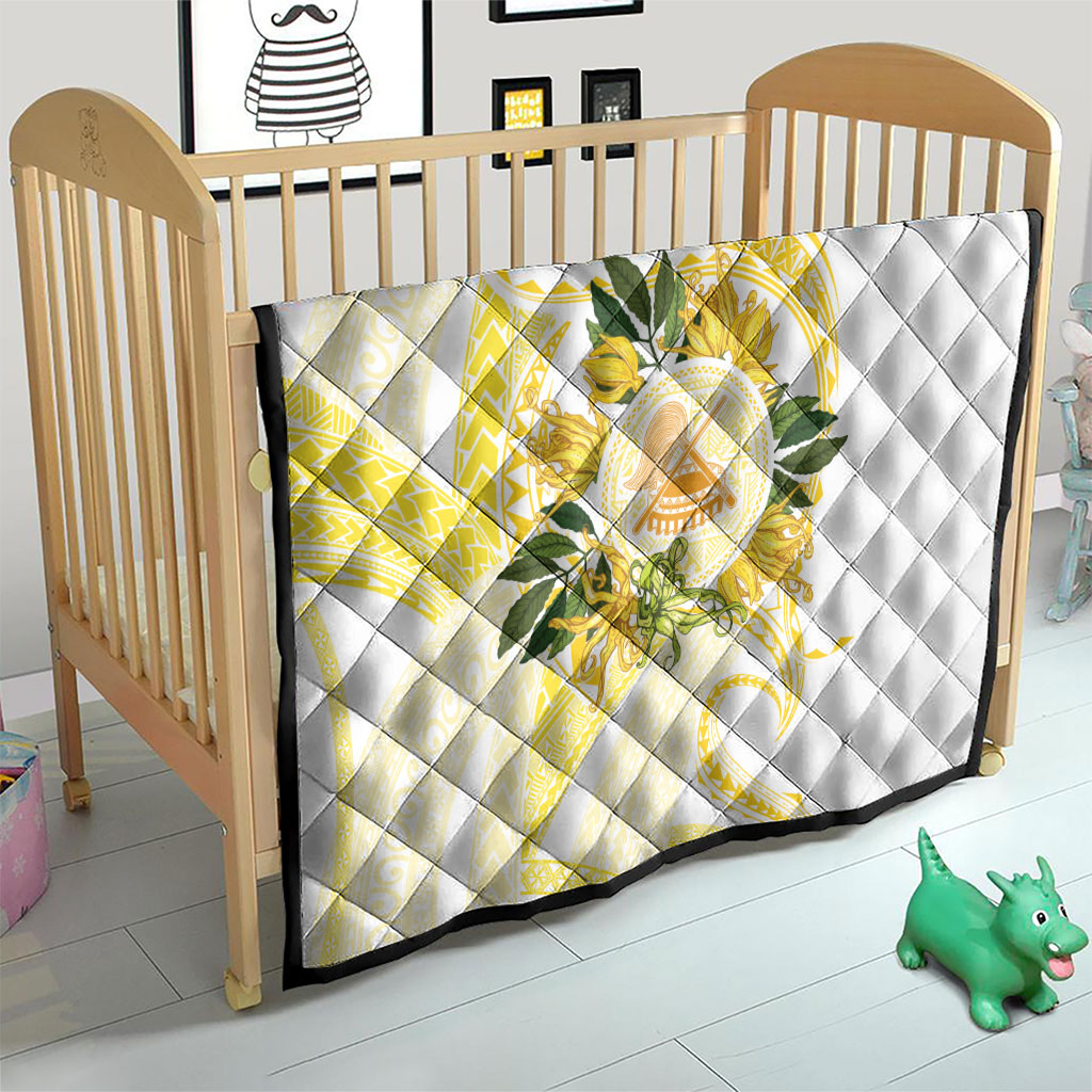 Samoa Moso'oi Flowers Tatau Quilt Festive Golden White LT7 - Polynesian Pride