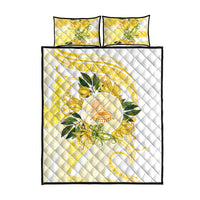 Samoa Moso'oi Flowers Tatau Quilt Bed Set Festive Golden White LT7 - Polynesian Pride