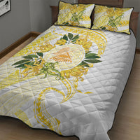 Samoa Moso'oi Flowers Tatau Quilt Bed Set Festive Golden White LT7 - Polynesian Pride
