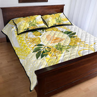 Samoa Moso'oi Flowers Tatau Quilt Bed Set Festive Golden White LT7 - Polynesian Pride
