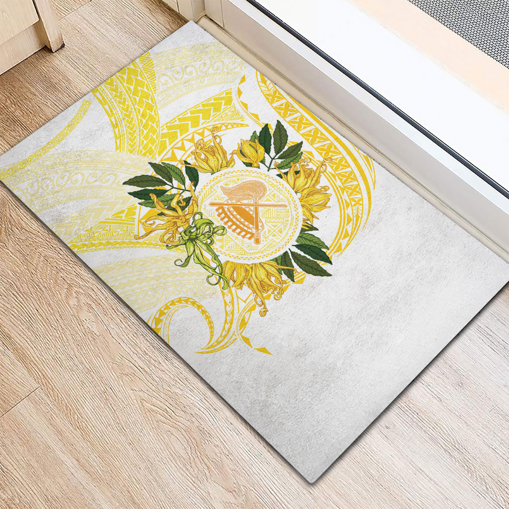 Samoa Moso'oi Flowers Tatau Rubber Doormat Festive Golden White LT7 - Polynesian Pride