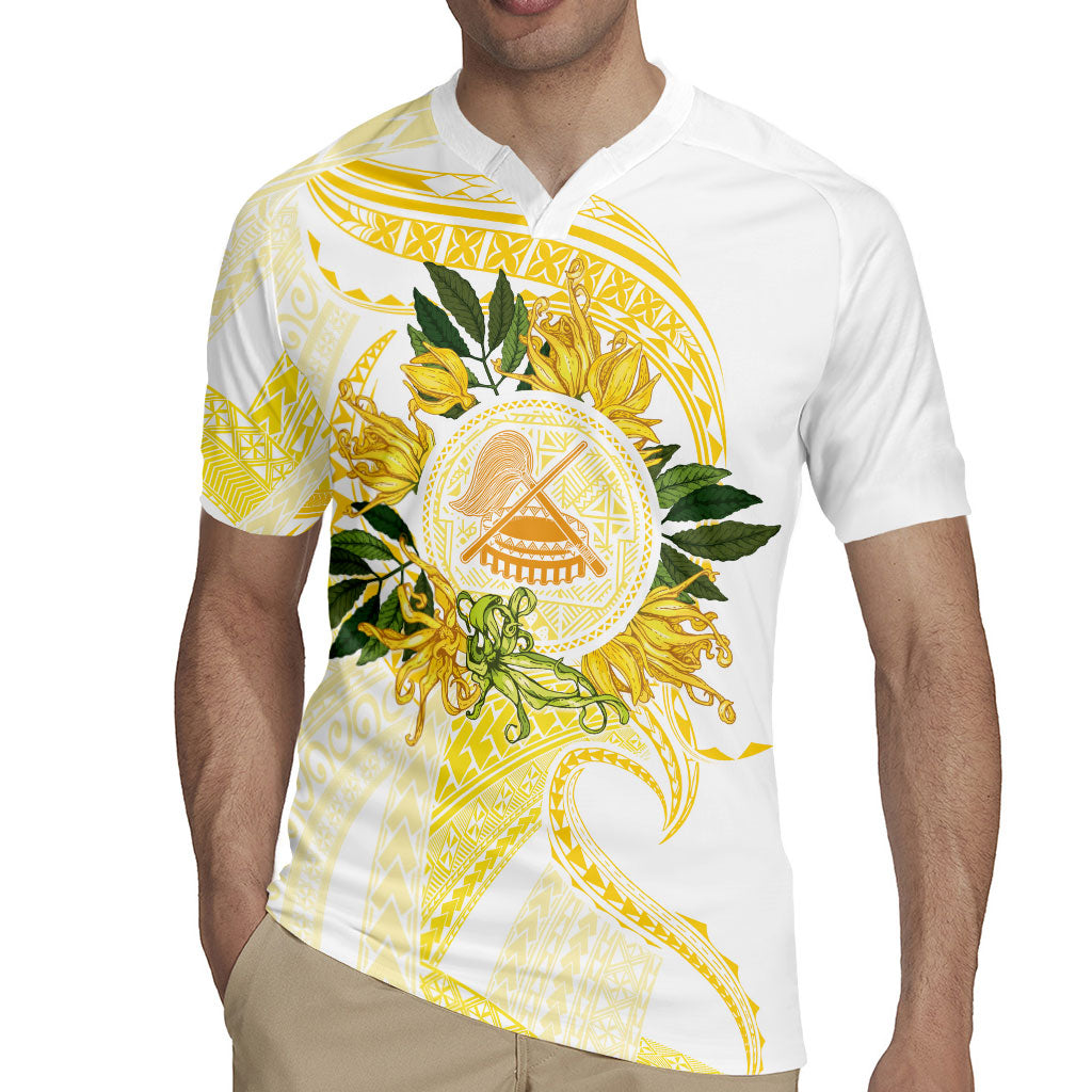 Samoa Moso'oi Flowers Tatau Rugby Jersey Festive Golden White LT7 - Polynesian Pride