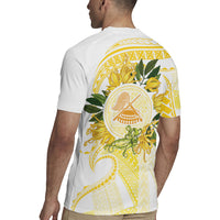 Samoa Moso'oi Flowers Tatau Rugby Jersey Festive Golden White LT7 - Polynesian Pride