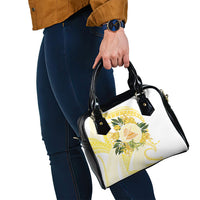 Samoa Moso'oi Flowers Tatau Shoulder Handbag Festive Golden White LT7 - Polynesian Pride