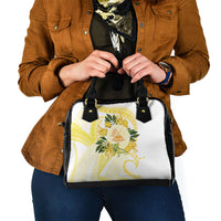 Samoa Moso'oi Flowers Tatau Shoulder Handbag Festive Golden White LT7 - Polynesian Pride