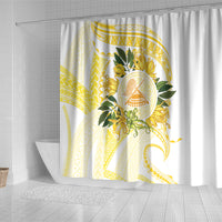Samoa Moso'oi Flowers Tatau Shower Curtain Festive Golden White LT7 - Polynesian Pride
