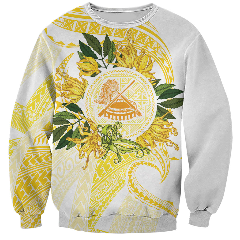 Samoa Moso'oi Flowers Tatau Sweatshirt Festive Golden White LT7 Unisex Gold - Polynesian Pride
