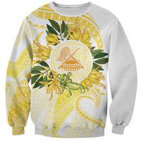 Samoa Moso'oi Flowers Tatau Sweatshirt Festive Golden White LT7 Unisex Gold - Polynesian Pride