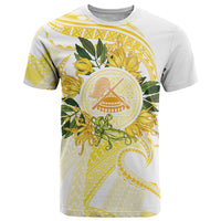 Samoa Moso'oi Flowers Tatau T Shirt Festive Golden White LT7 Gold - Polynesian Pride