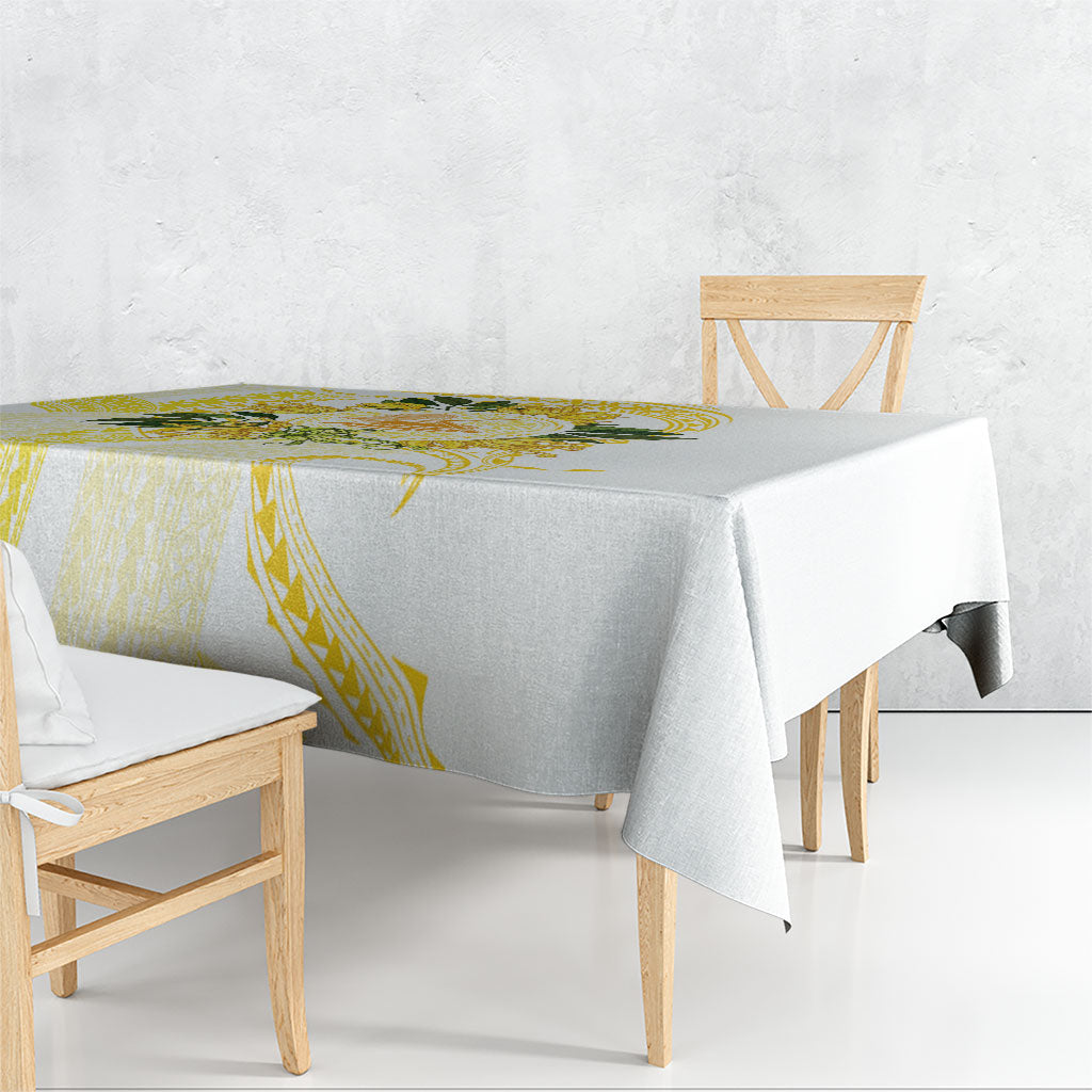 Samoa Moso'oi Flowers Tatau Tablecloth Festive Golden White LT7 - Polynesian Pride