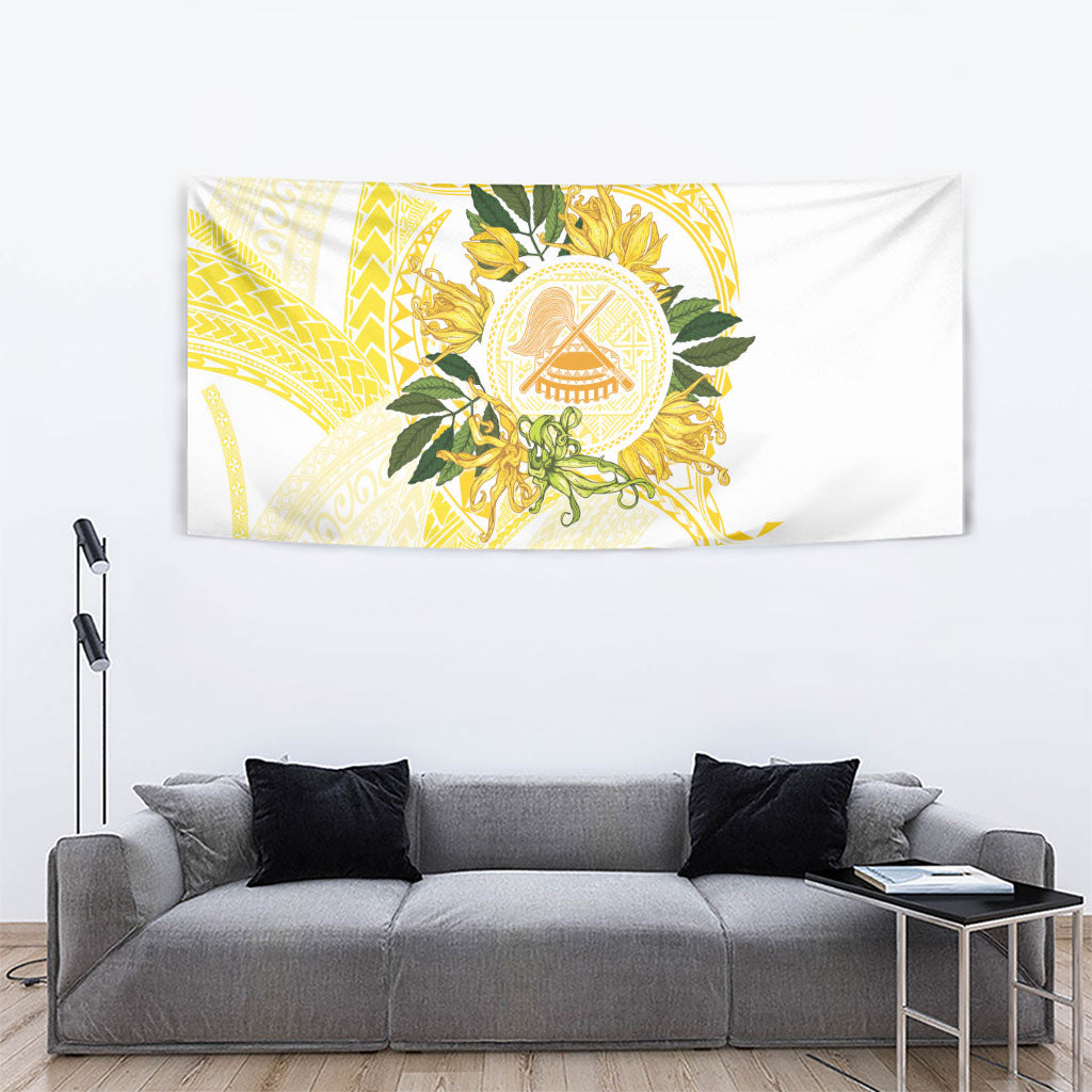 Samoa Moso'oi Flowers Tatau Tapestry Festive Golden White LT7 - Polynesian Pride