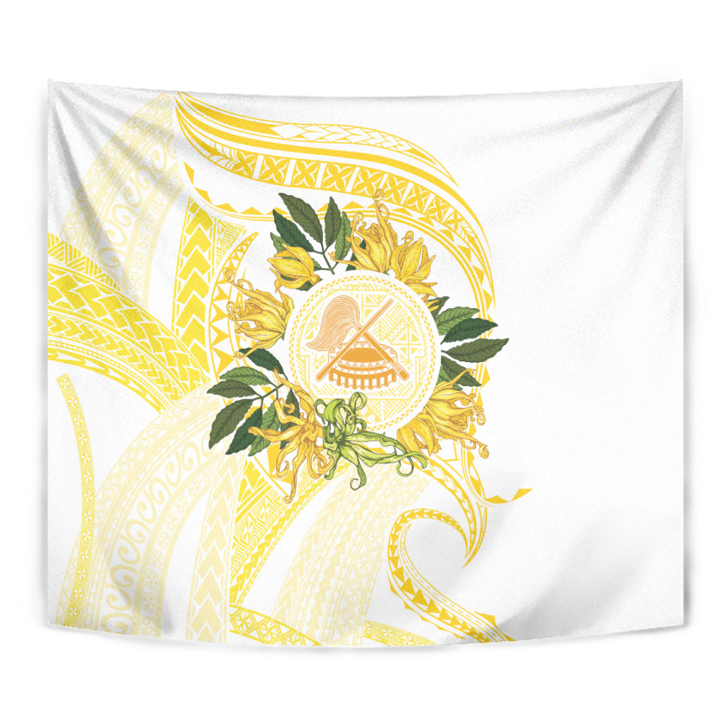 Samoa Moso'oi Flowers Tatau Tapestry Festive Golden White LT7 - Polynesian Pride