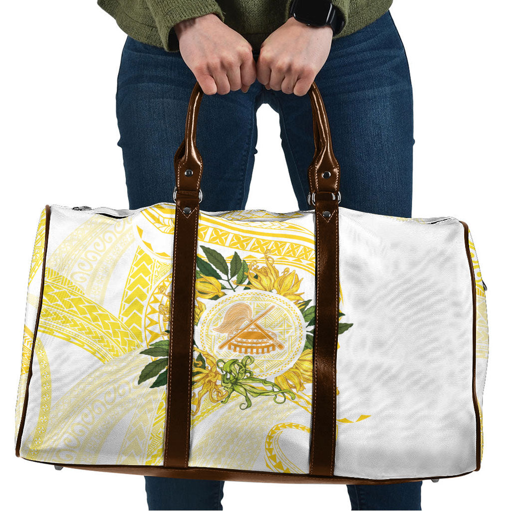 Samoa Moso'oi Flowers Tatau Travel Bag Festive Golden White LT7 Gold - Polynesian Pride