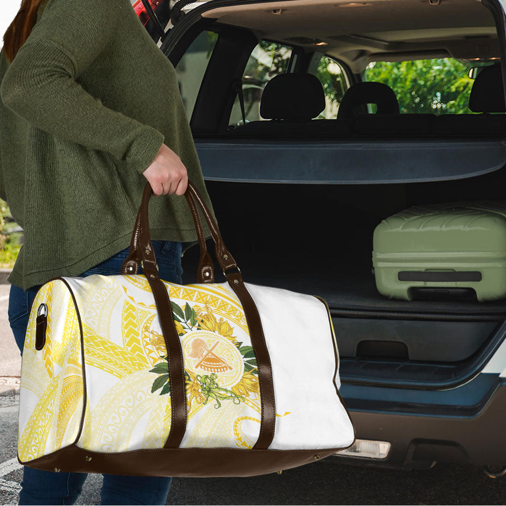Samoa Moso'oi Flowers Tatau Travel Bag Festive Golden White LT7 - Polynesian Pride