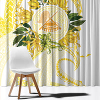 Samoa Moso'oi Flowers Tatau Window Curtain Festive Golden White LT7 - Polynesian Pride