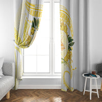 Samoa Moso'oi Flowers Tatau Window Curtain Festive Golden White LT7 - Polynesian Pride