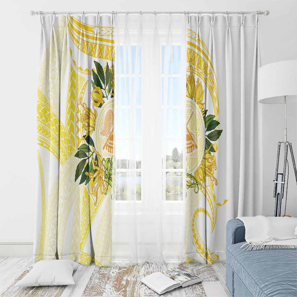 Samoa Moso'oi Flowers Tatau Window Curtain Festive Golden White LT7 - Polynesian Pride