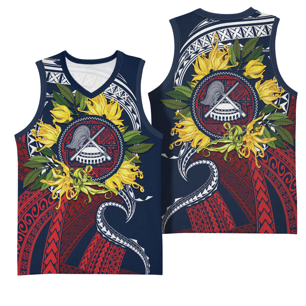 Samoa Moso'oi Flowers Tatau Basketball Jersey Festive National Color LT7 - Polynesian Pride