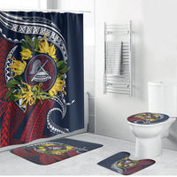 Samoa Moso'oi Flowers Tatau Bathroom Set Festive National Color LT7 Bathroom Set (4 pcs) Blue Red - Polynesian Pride