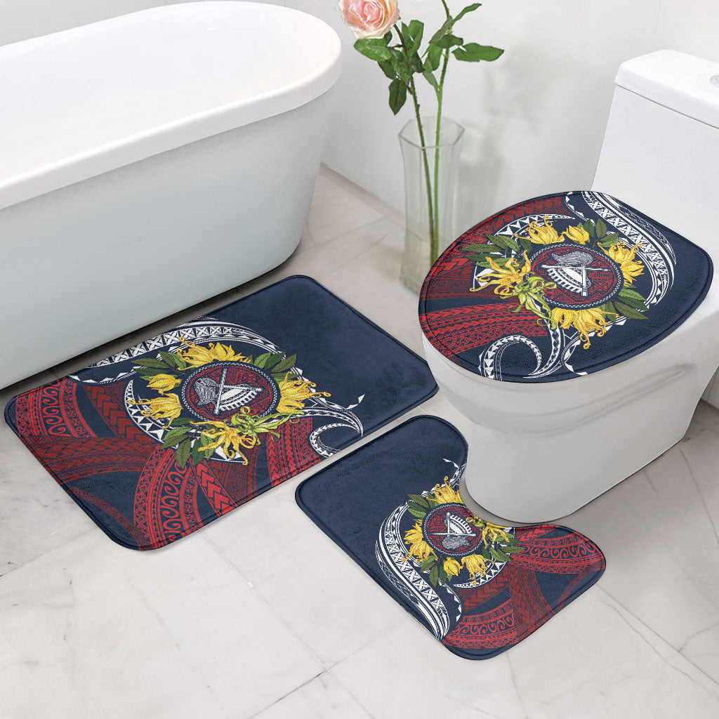 Samoa Moso'oi Flowers Tatau Bathroom Set Festive National Color LT7 - Polynesian Pride