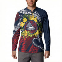 Samoa Moso'oi Flowers Tatau Button Sweatshirt Festive National Color LT7 - Polynesian Pride