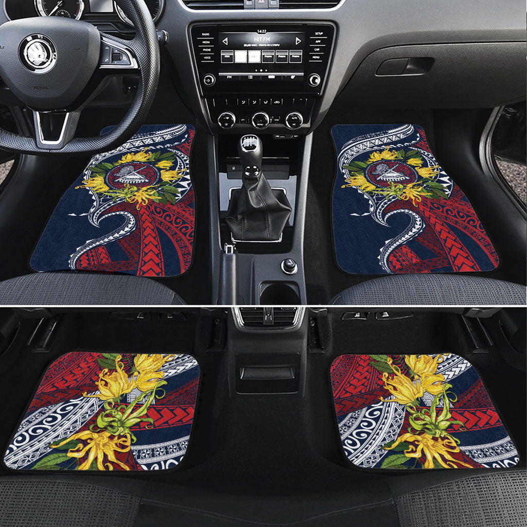 Samoa Moso'oi Flowers Tatau Car Mats Festive National Color LT7 Set 4pcs Blue Red - Polynesian Pride