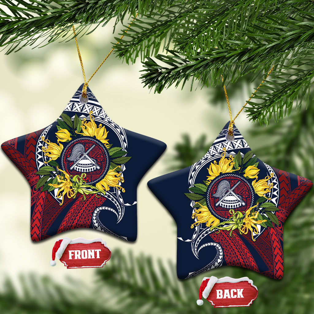 Samoa Moso'oi Flowers Tatau Ceramic Ornament Festive National Color LT7 Star Blue Red - Polynesian Pride