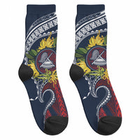 Samoa Moso'oi Flowers Tatau Crew Socks Festive National Color LT7 - Polynesian Pride