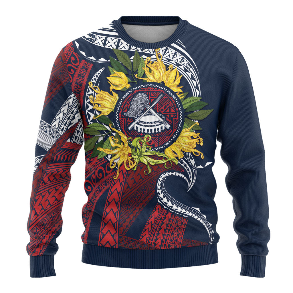 Samoa Moso'oi Flowers Tatau Ugly Christmas Sweater Festive National Color LT7 - Polynesian Pride