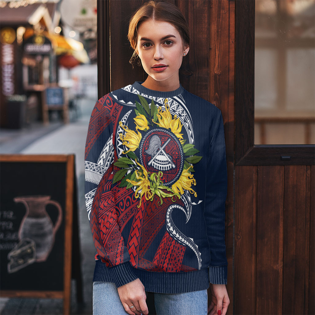 Samoa Moso'oi Flowers Tatau Ugly Christmas Sweater Festive National Color LT7 - Polynesian Pride