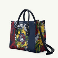 Samoa Moso'oi Flowers Tatau Leather Bag Festive National Color LT7 Blue Red - Polynesian Pride