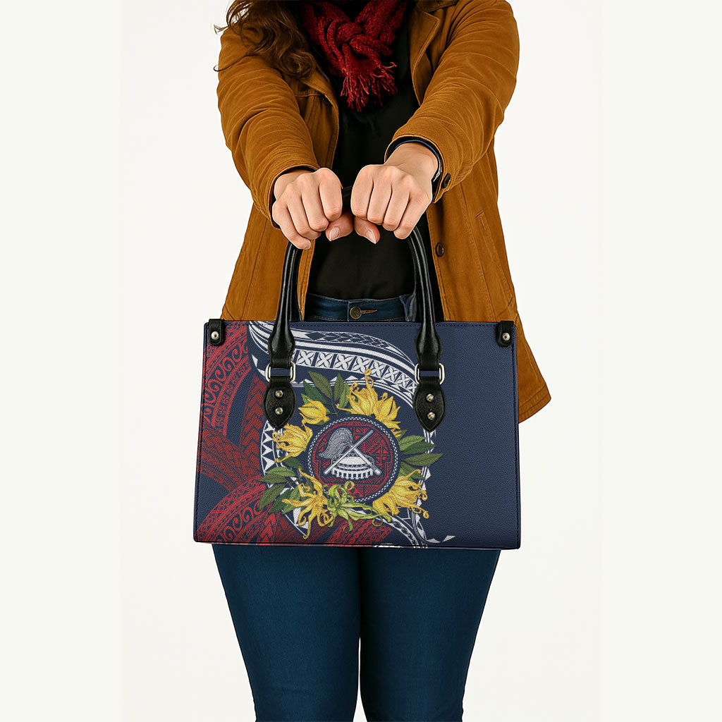 Samoa Moso'oi Flowers Tatau Leather Bag Festive National Color LT7 - Polynesian Pride
