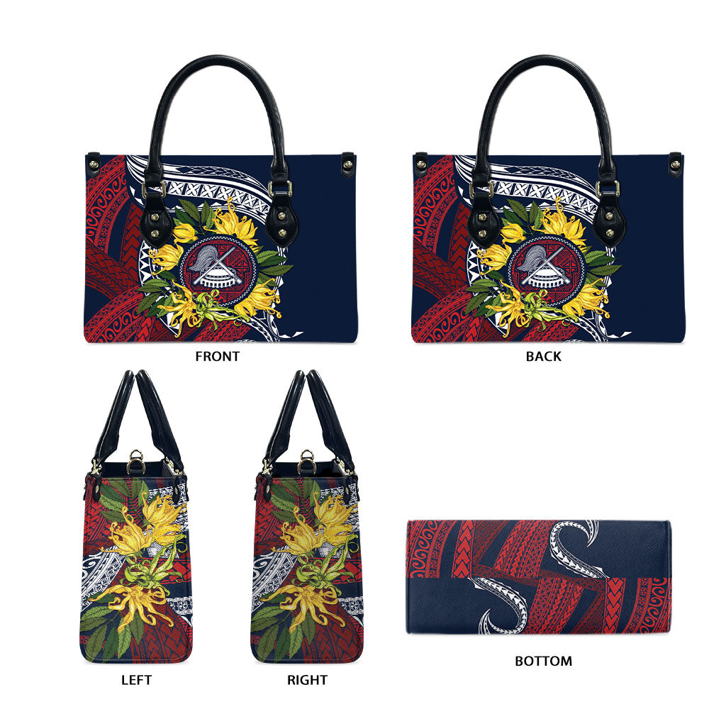 Samoa Moso'oi Flowers Tatau Leather Bag Festive National Color LT7 - Polynesian Pride