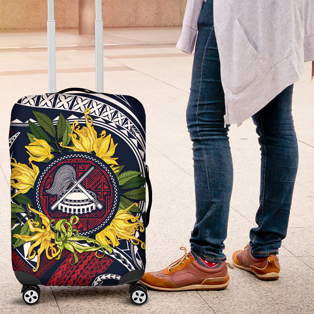 Samoa Moso'oi Flowers Tatau Luggage Cover Festive National Color LT7 Blue Red - Polynesian Pride