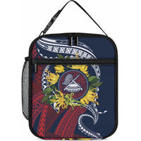 Samoa Moso'oi Flowers Tatau Lunch Bag Festive National Color LT7 10.2 × 8.3 × 4.3 inch Blue Red - Polynesian Pride