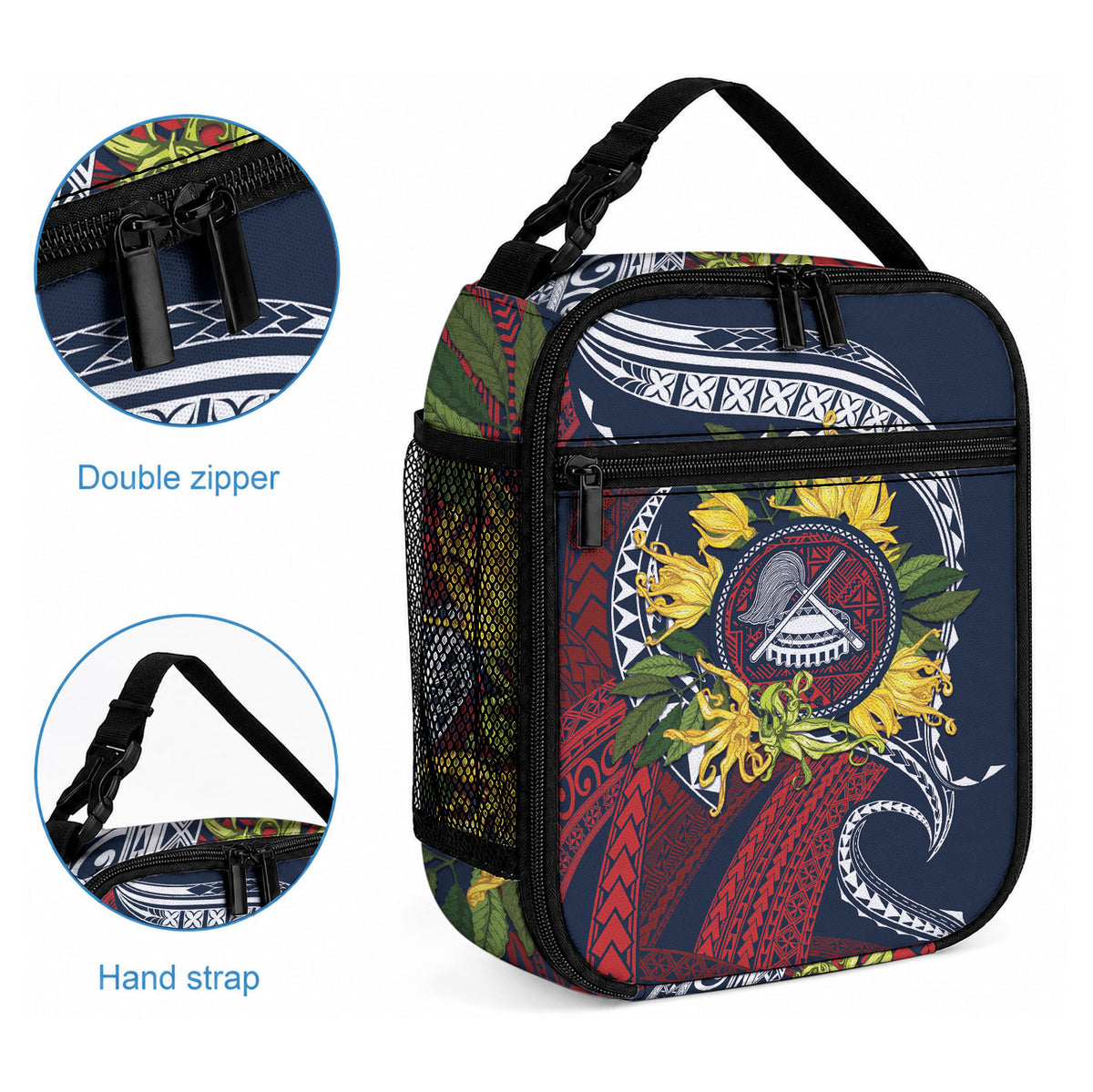 Samoa Moso'oi Flowers Tatau Lunch Bag Festive National Color LT7 - Polynesian Pride