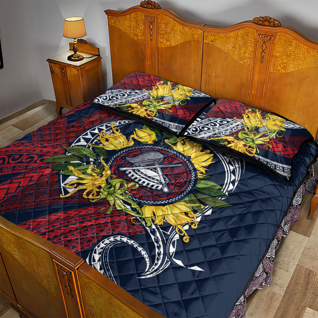 Samoa Moso'oi Flowers Tatau Quilt Bed Set Festive National Color LT7 - Polynesian Pride