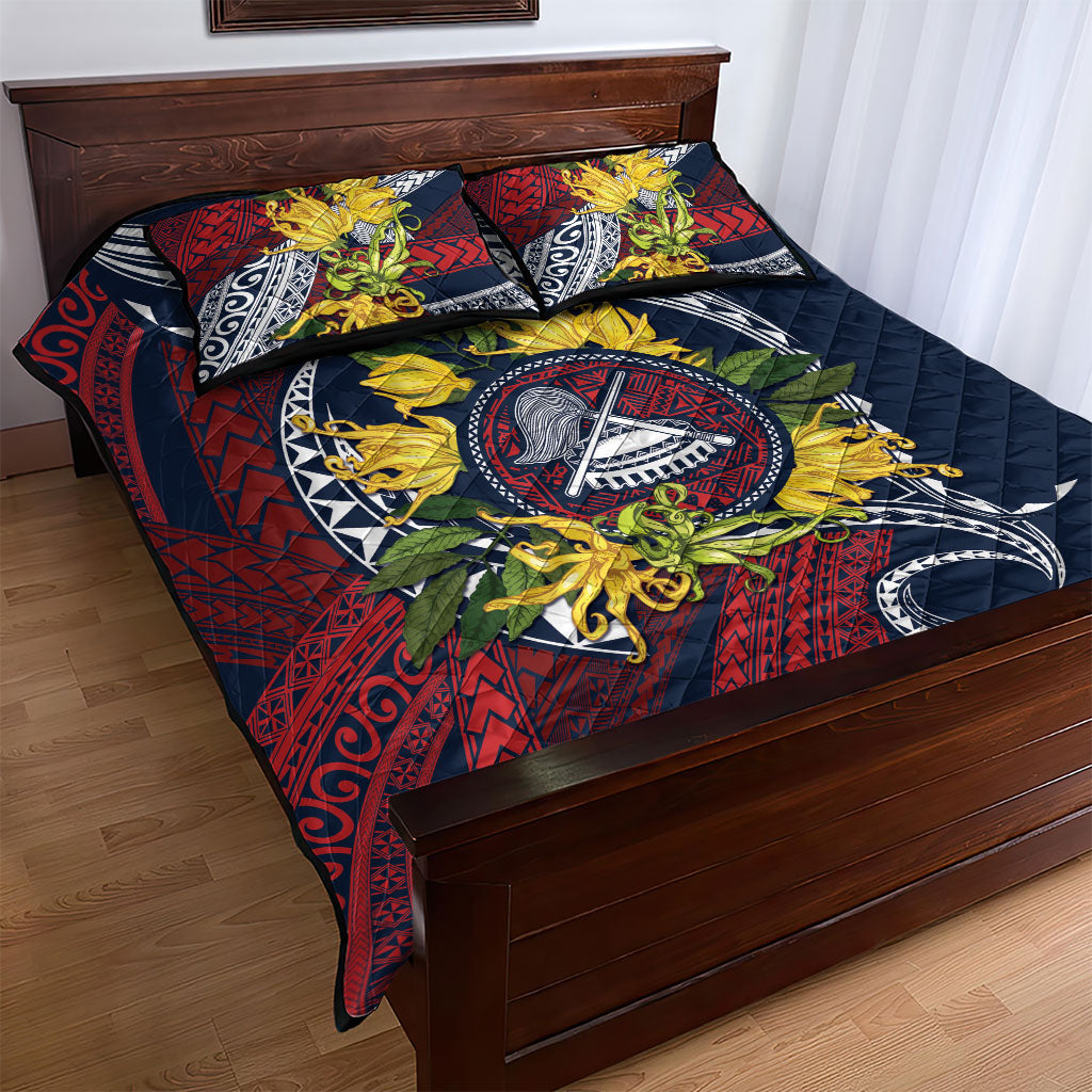 Samoa Moso'oi Flowers Tatau Quilt Bed Set Festive National Color LT7 - Polynesian Pride