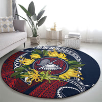 Samoa Moso'oi Flowers Tatau Round Carpet Festive National Color LT7 - Polynesian Pride