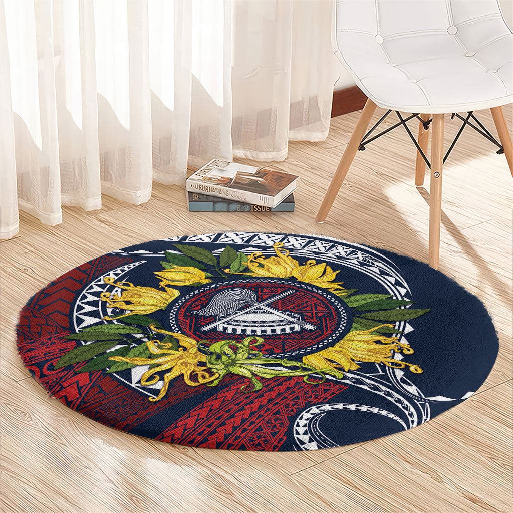 Samoa Moso'oi Flowers Tatau Round Carpet Festive National Color LT7 - Polynesian Pride