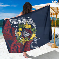 Samoa Moso'oi Flowers Tatau Sarong Festive National Color LT7 One Size 44 x 66 inches Blue Red - Polynesian Pride