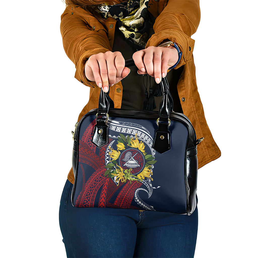 Samoa Moso'oi Flowers Tatau Shoulder Handbag Festive National Color LT7 One Size Blue Red - Polynesian Pride