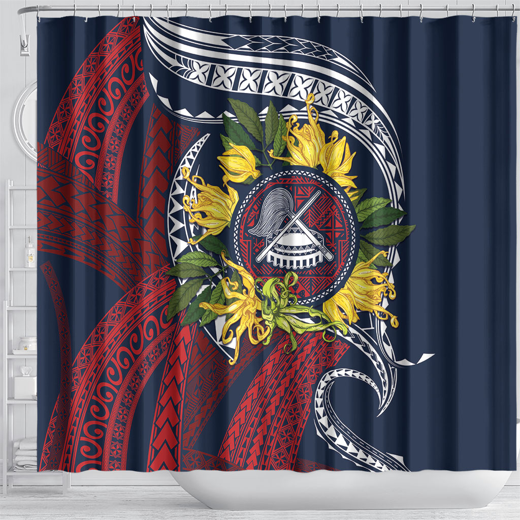 Samoa Moso'oi Flowers Tatau Shower Curtain Festive National Color LT7 - Polynesian Pride