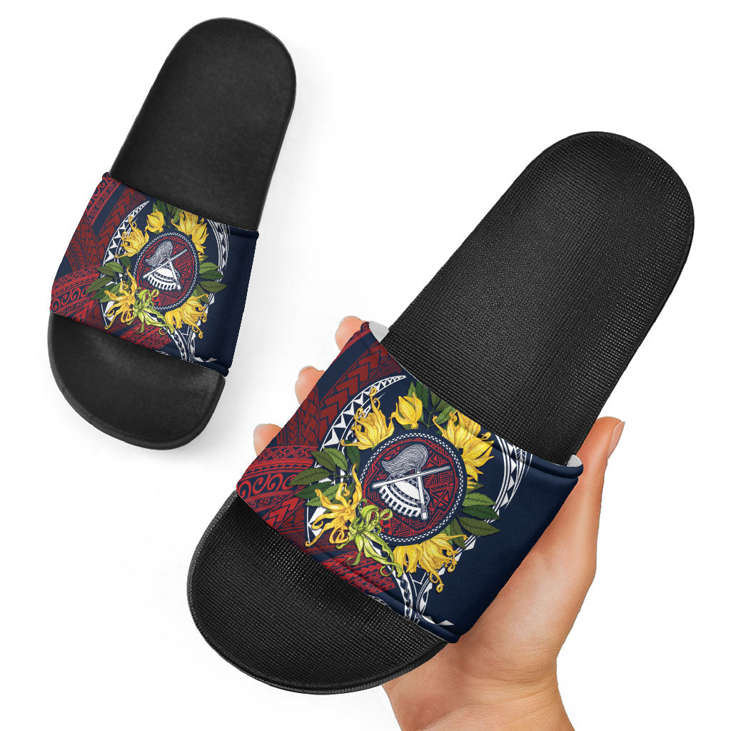 Samoa Moso'oi Flowers Tatau Slide Sandals Festive National Color LT7 - Polynesian Pride