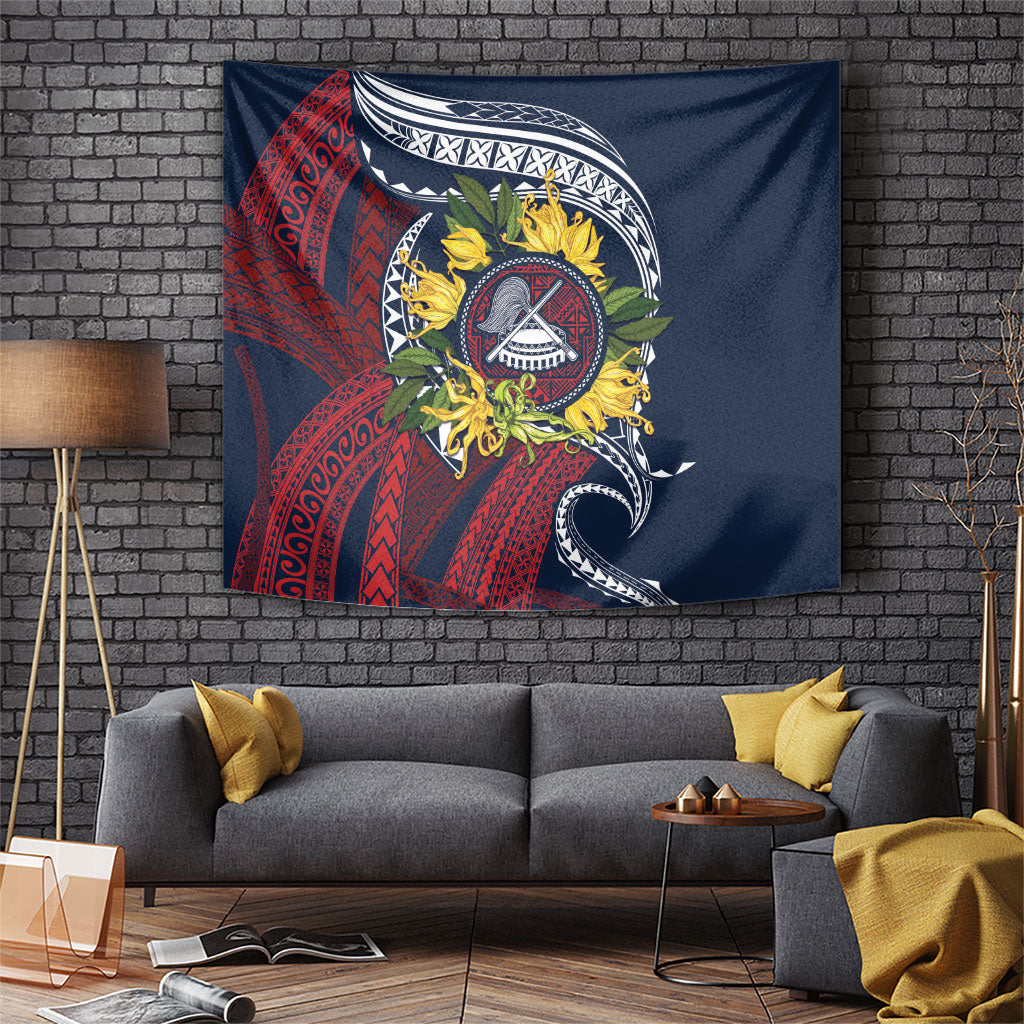 Samoa Moso'oi Flowers Tatau Tapestry Festive National Color LT7 Blue Red - Polynesian Pride
