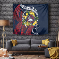 Samoa Moso'oi Flowers Tatau Tapestry Festive National Color LT7 Blue Red - Polynesian Pride