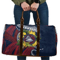 Samoa Moso'oi Flowers Tatau Travel Bag Festive National Color LT7 Blue Red - Polynesian Pride