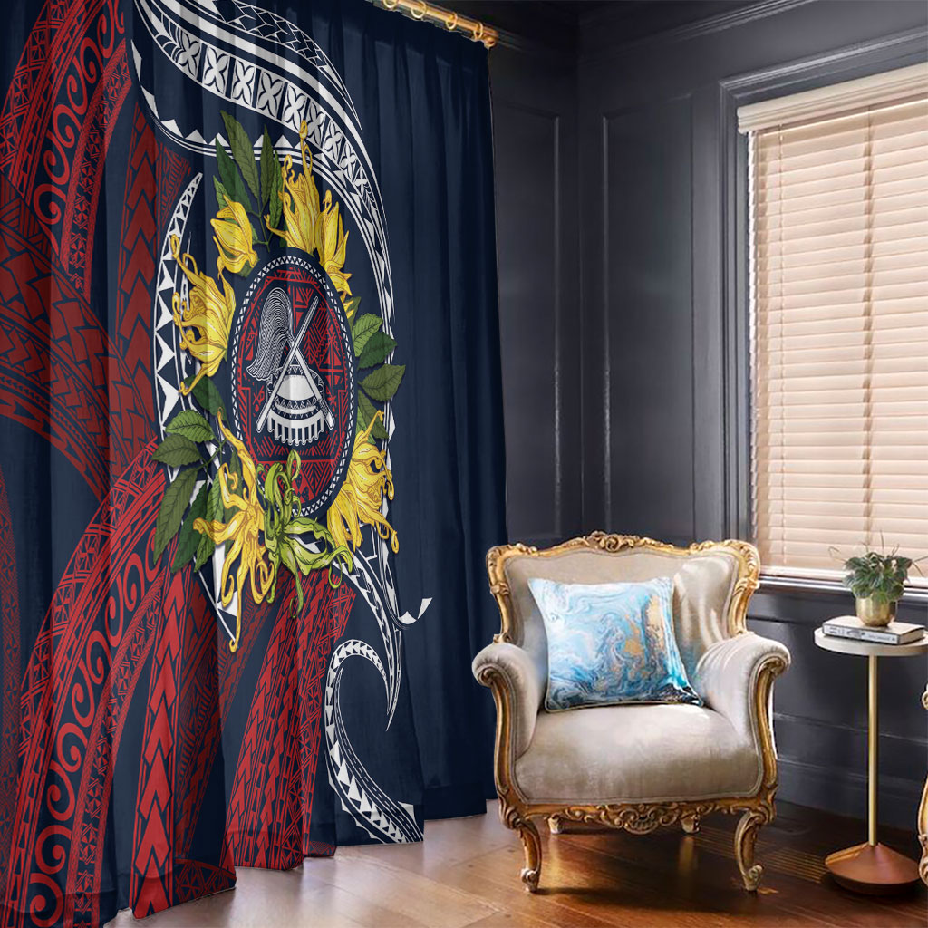Samoa Moso'oi Flowers Tatau Window Curtain Festive National Color LT7 - Polynesian Pride