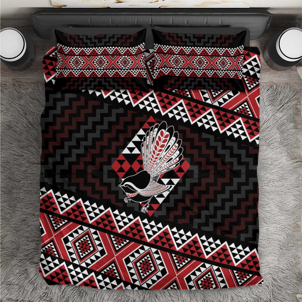 Taniko Aotearoa Bedding Set Poutama Mix Piwakawaka LT7 Red - Polynesian Pride