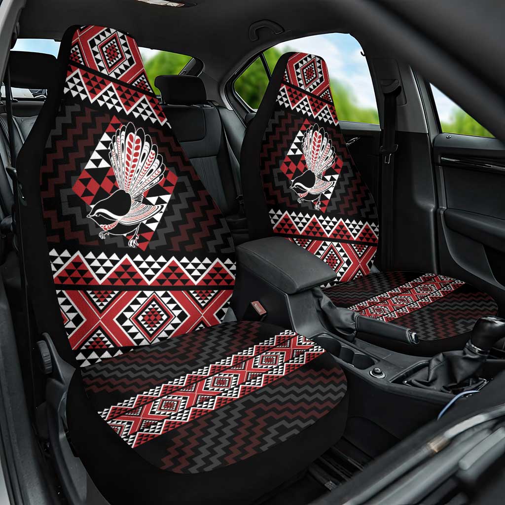 Taniko Aotearoa Car Seat Cover Poutama Mix Piwakawaka LT7 One Size Red - Polynesian Pride